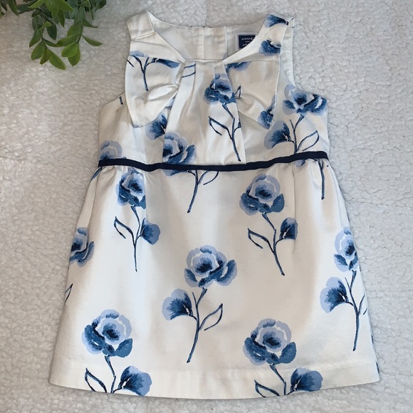 Janie and Jack Other - Janie and Jack White & Blue Floral Dress 12-18M EUC